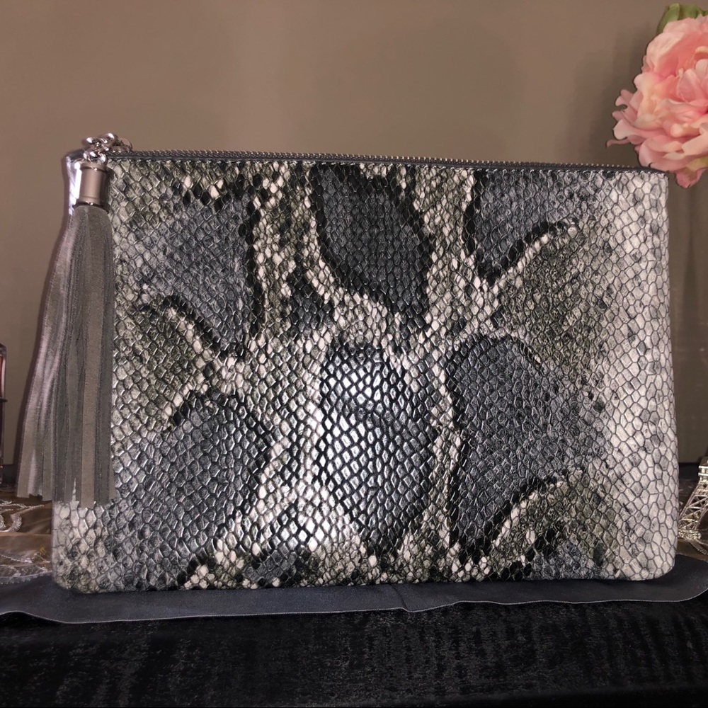 Snake print clutch